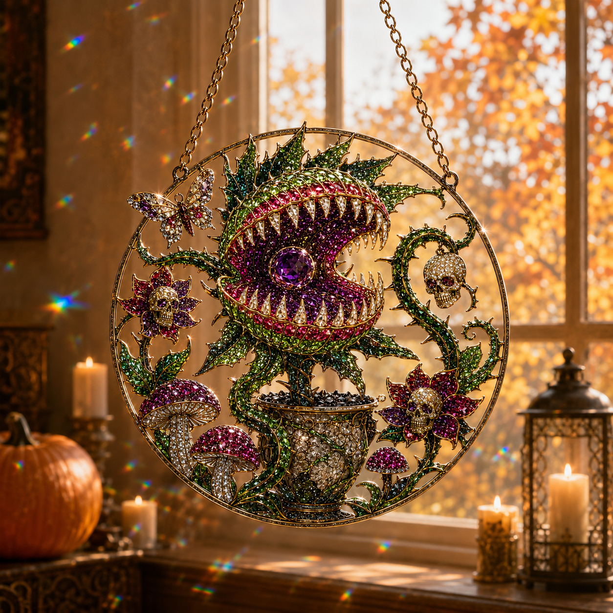 🔥Limited Time 70% OFF – 🎃💀 Halloween Skeleton Cowboy Suncatcher Diamond Art Hanging Ornament Kit – Sparkling DIY Window Decor