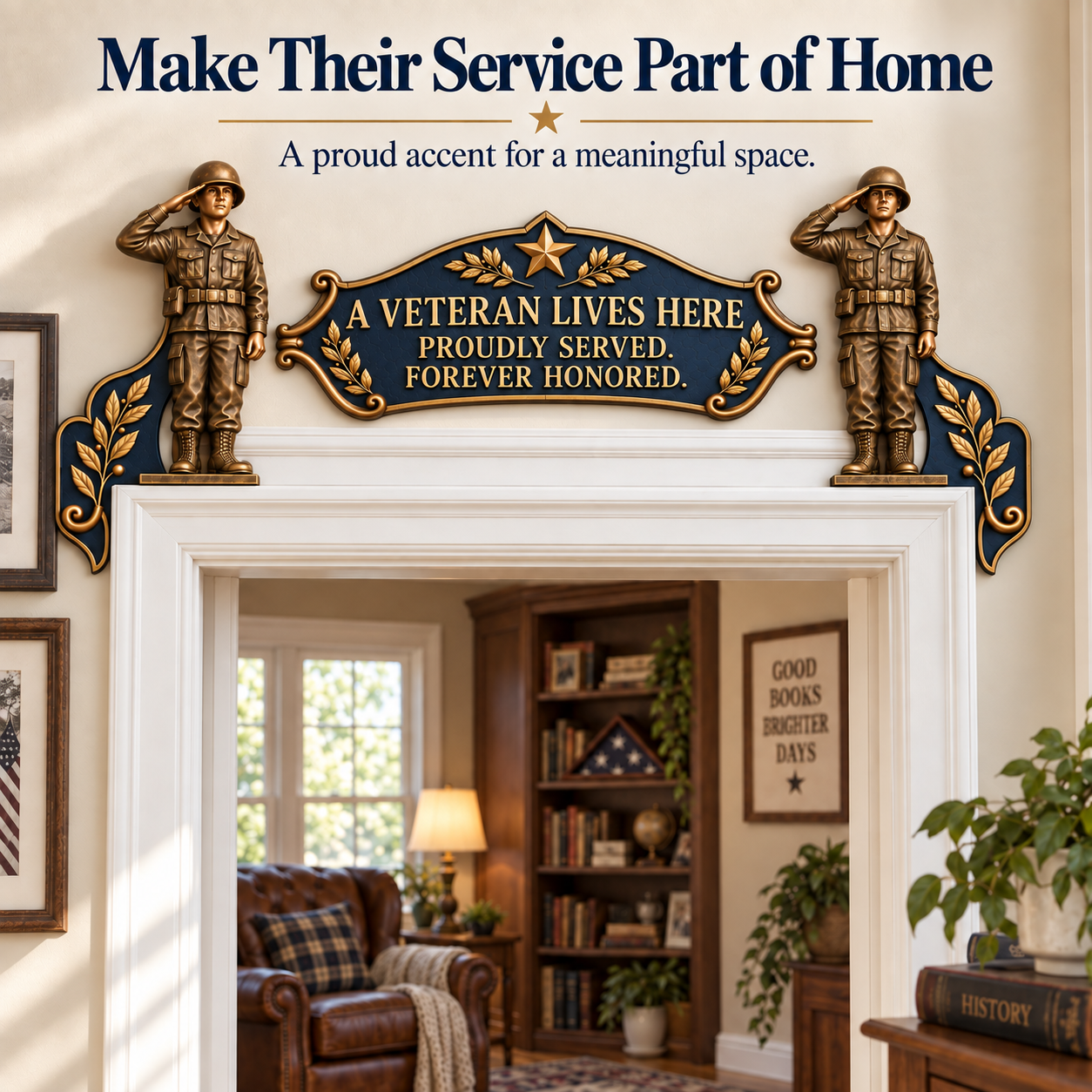 Veteran door frame decor as a meaningful gift