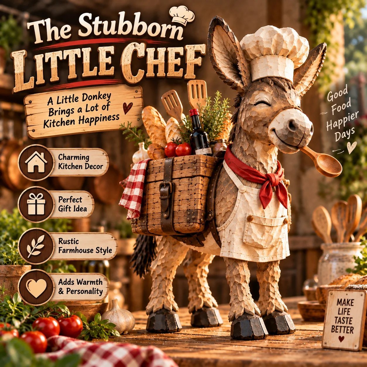 🎁LAST DAY 70% OFF -✨The Stubborn Little Chef Donkey Figurine
