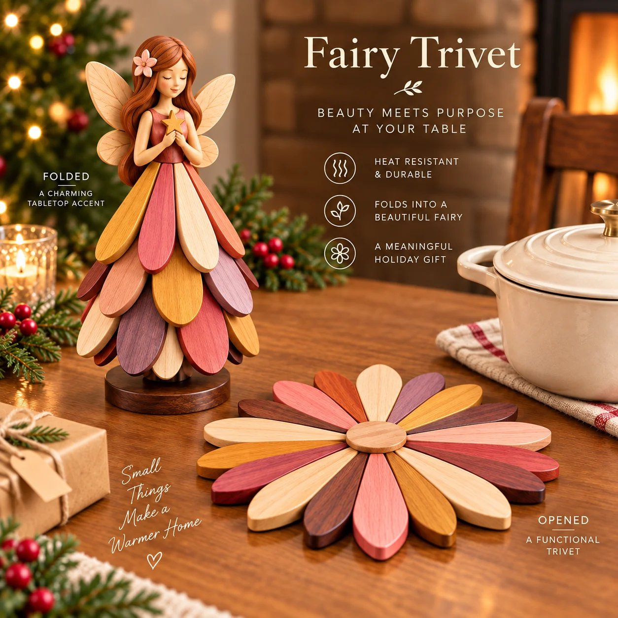 🔥 Last Day 70% OFF-🧚 Fairy Bloom Trivet – Folding Fairy Décor & Heat-Resistant Table Protector