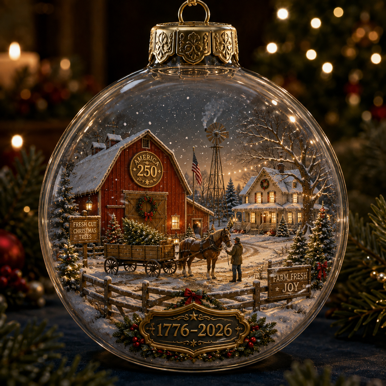 🔥 Limited-Time 70% OFF – 🇺🇸✨ America 250th Anniversary Light-Up Christmas Globe Ornament | 1776–2026 Commemorative Holiday Collection 🎄