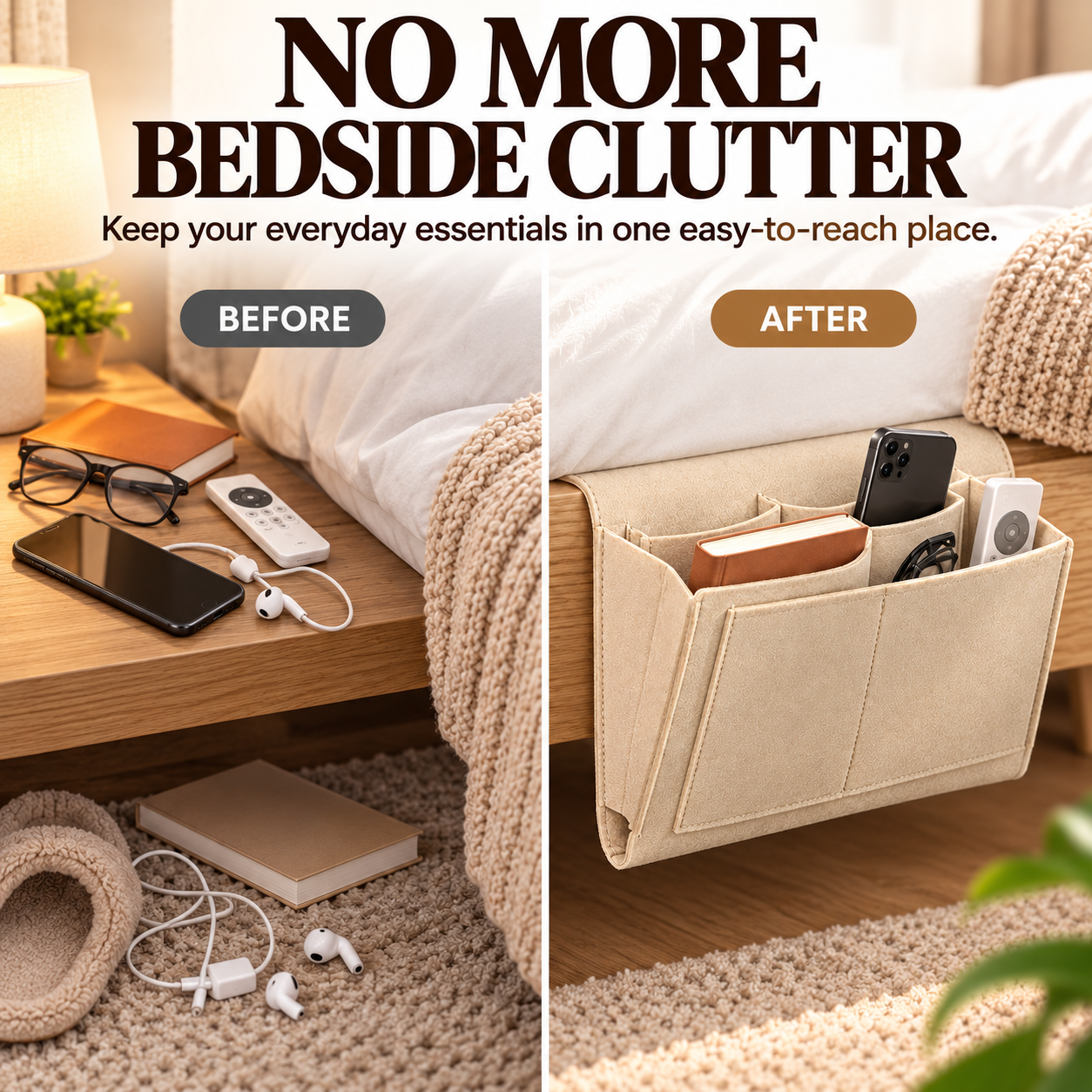 🔥 70% OFF Bedside Hanging Organizer – Keep Essentials Within Reach