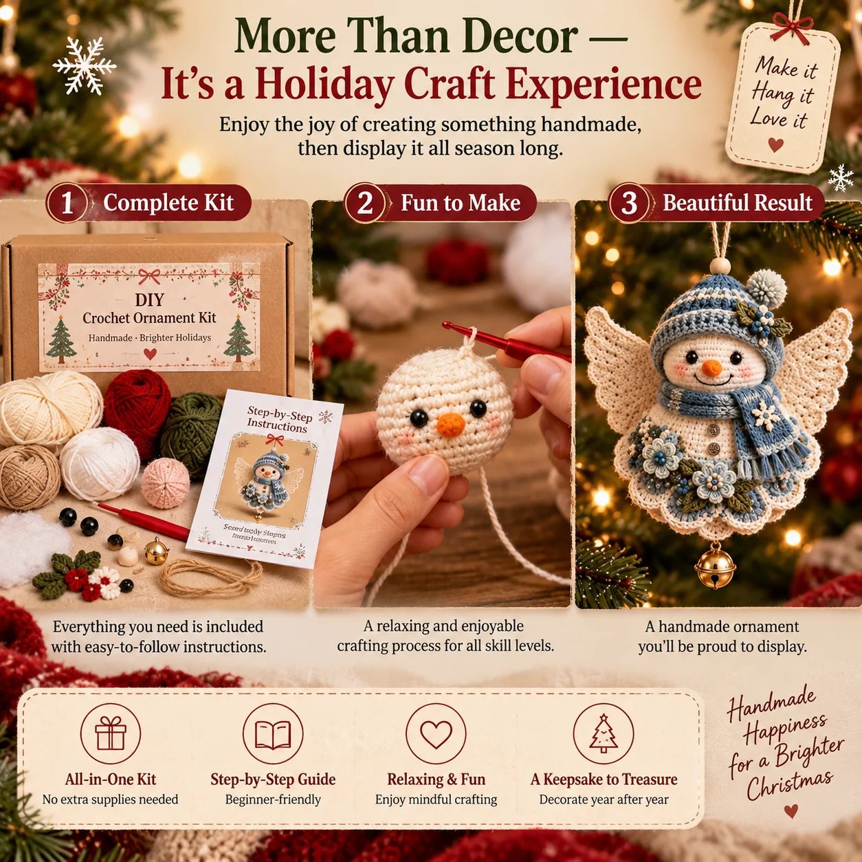 🔥LAST DAY 70% OFF - 🎄DIY Crochet Christmas Angel Ornament Kit – Make, Hang & Treasure✨