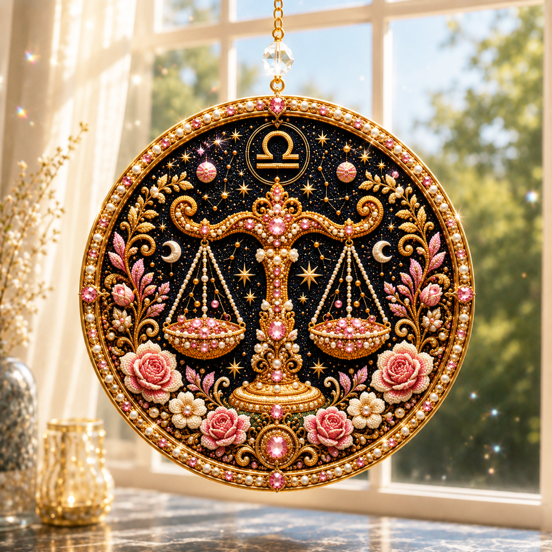 🔥Limited time 70% OFF - ♈🌙12 Zodiac Signs Pearl Art Kit - Sparkling DIY Window Ornament
