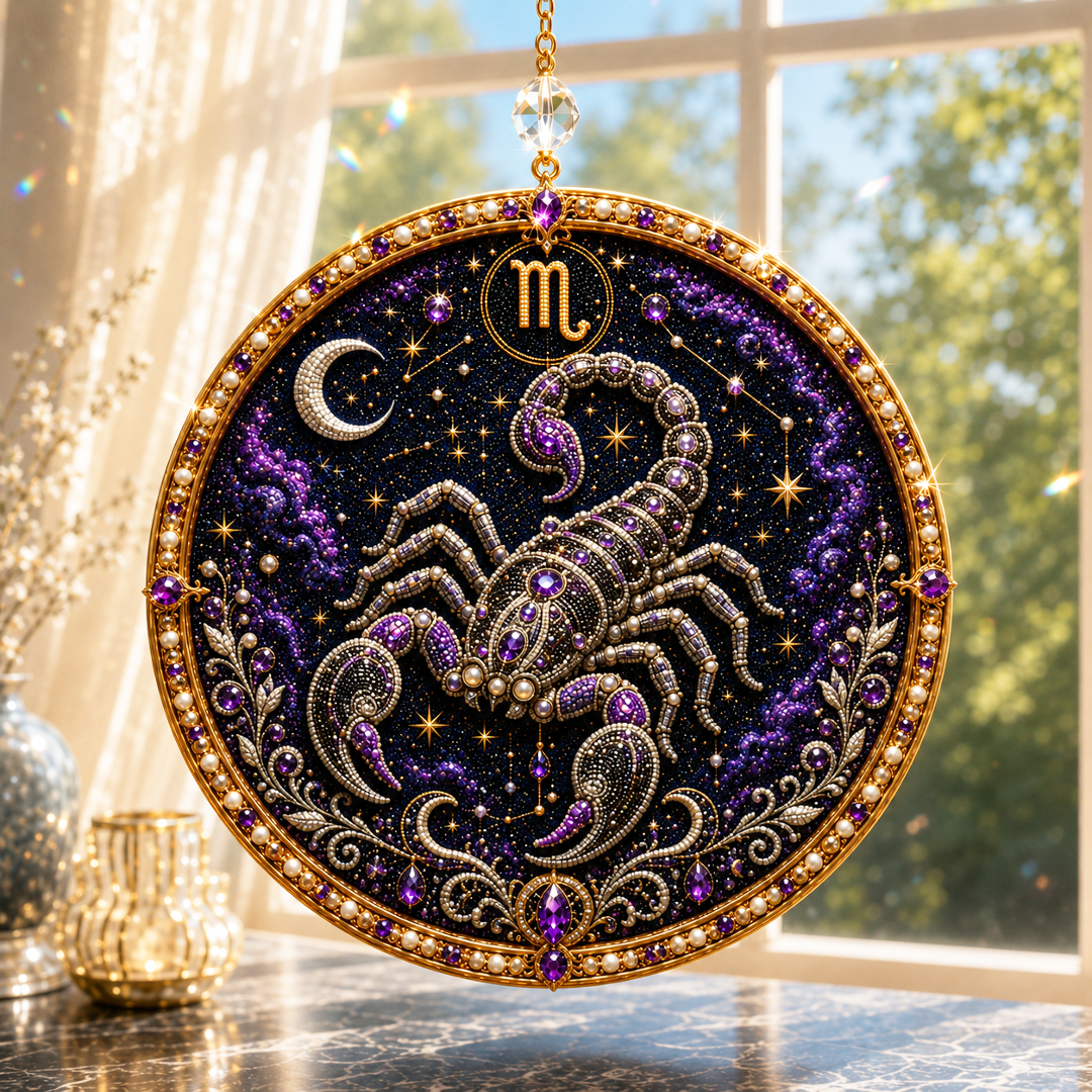 🔥Limited time 70% OFF - ♈🌙12 Zodiac Signs Pearl Art Kit - Sparkling DIY Window Ornament