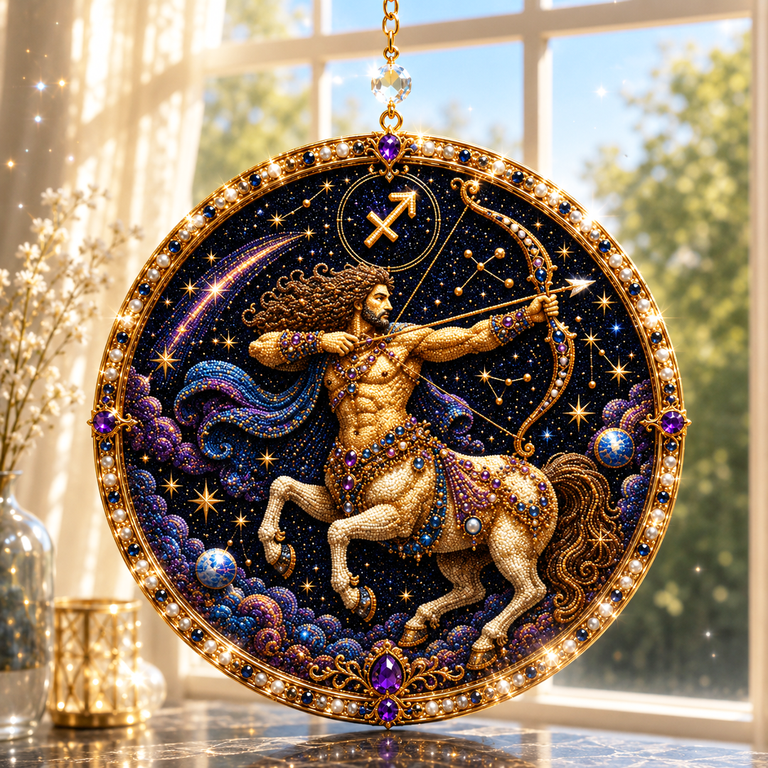 🔥Limited time 70% OFF - ♈🌙12 Zodiac Signs Pearl Art Kit - Sparkling DIY Window Ornament