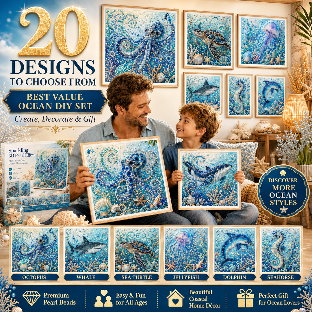 🧘Relaxing & Beginner-Friendly-🌊✨ Ocean Theme Pearl Art DIY Kit (❤Same as the Vedio)