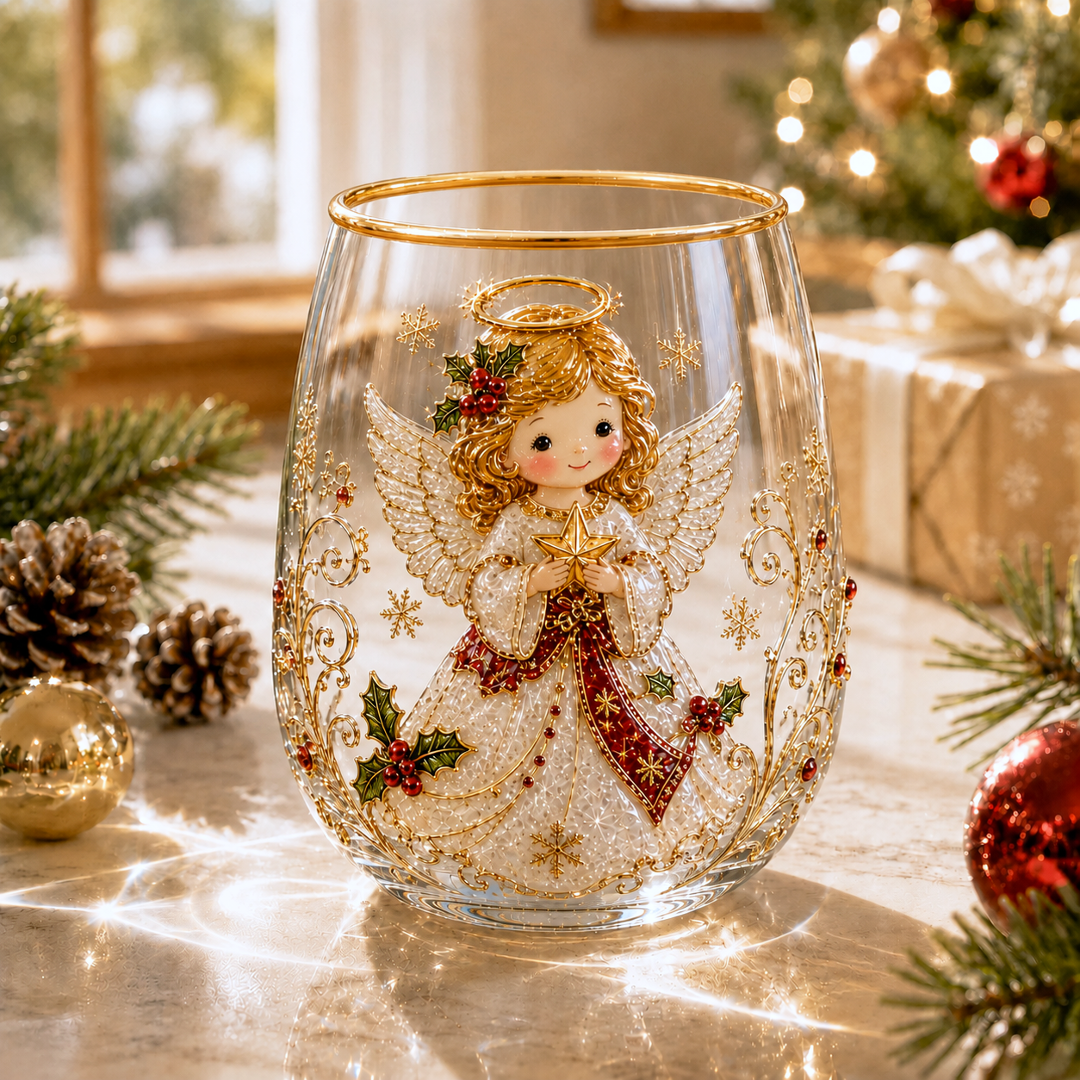 🎄✨ 3D Christmas Glass Art Cup | Luxury Raised Holiday Glassware for Drinks, Decor & Christmas Gifts 🎁