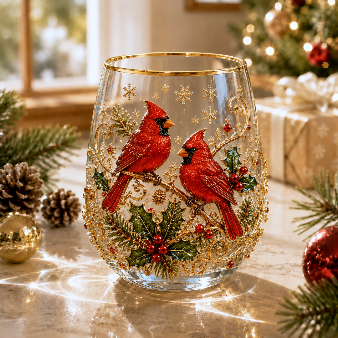 🎄✨ 3D Christmas Glass Art Cup | Luxury Raised Holiday Glassware for Drinks, Decor & Christmas Gifts 🎁