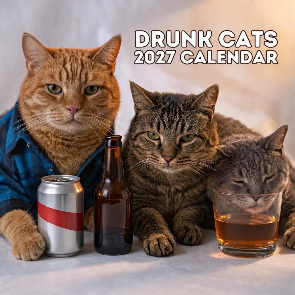 🔥Last Day 50% OFF - 😹🍻 Drunk Cats 2027 Calendar – 12 Months of Feline Chaos & Bad Decisions