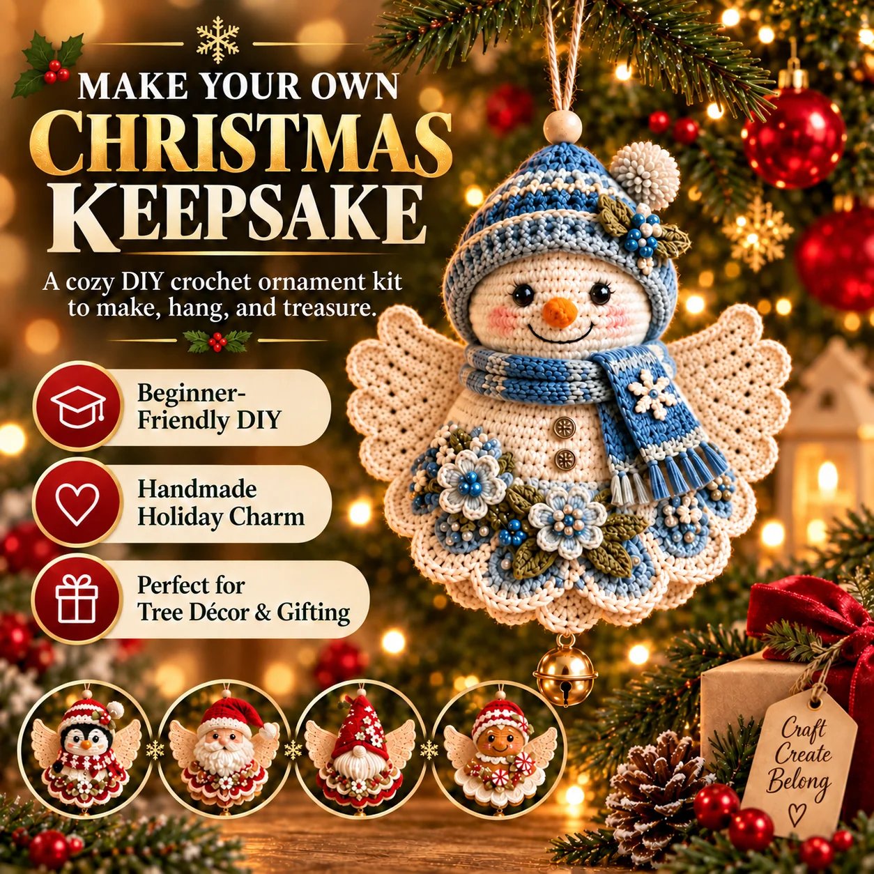 🔥LAST DAY 70% OFF - 🎄DIY Crochet Christmas Angel Ornament Kit – Make, Hang & Treasure✨