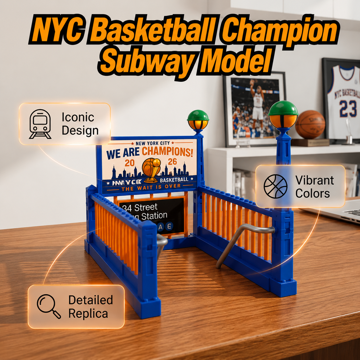 🏀🚇New York City Basketball Theme Subway Model Decor