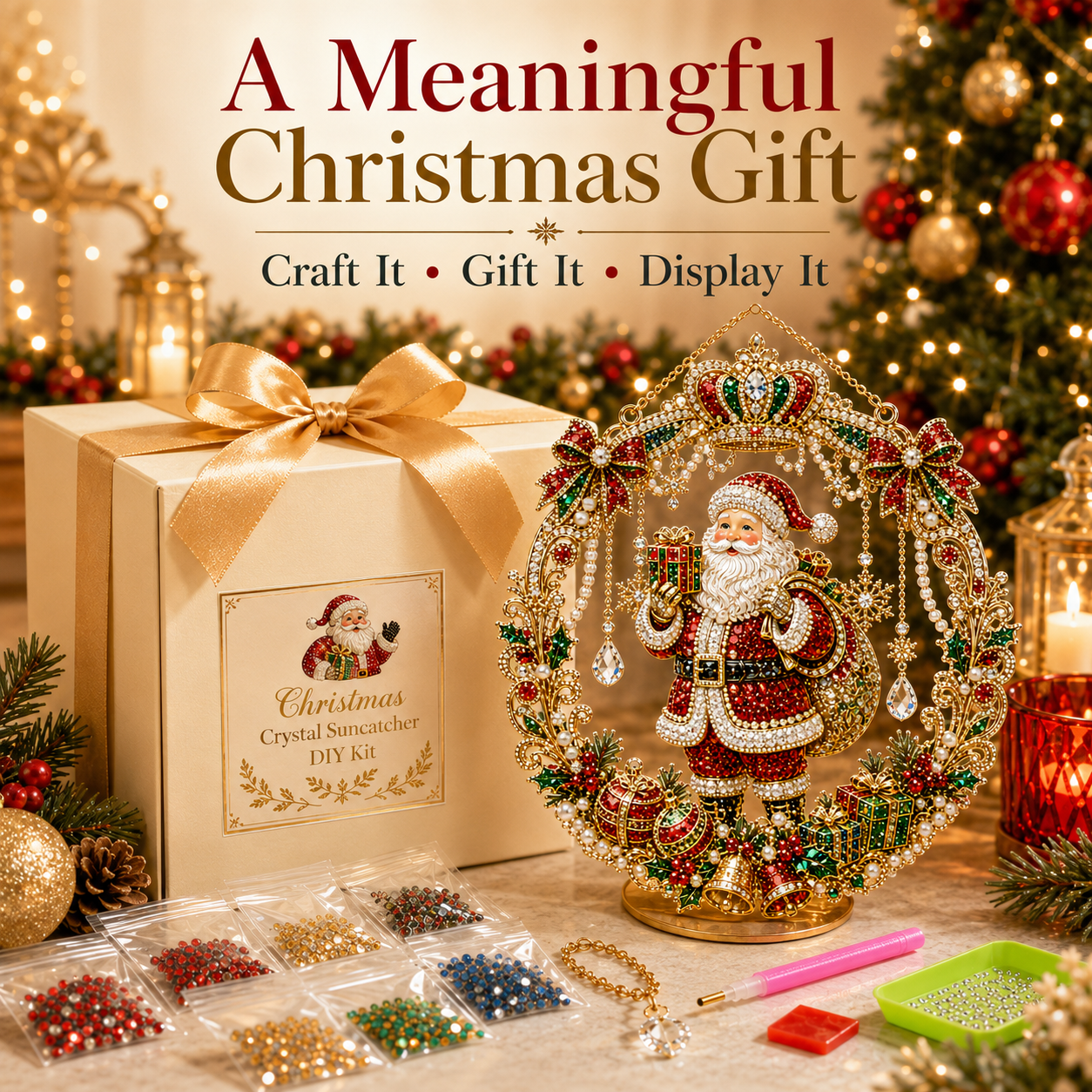 🧘Relaxing & Beginner-Friendly -💎Christmas Diamond Art Hanging Ornament Kit (❤Same as the Vedio)
