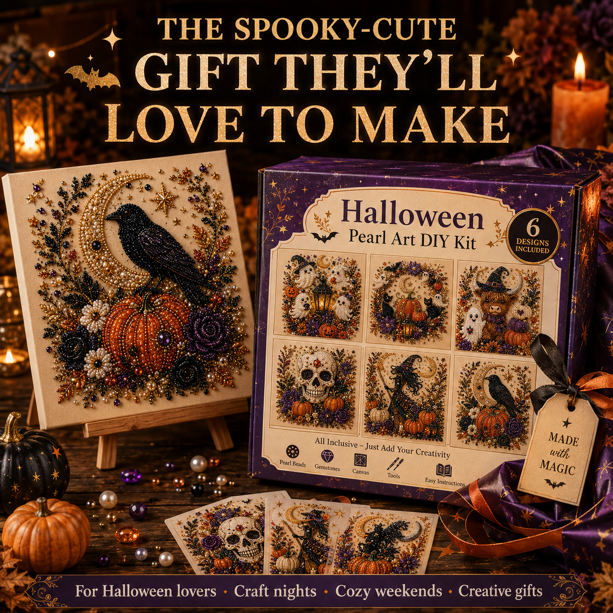 🔥Limited time 70% OFF - 👻✨ Halloween Pearl Art DIY Kit – Turn Tiny Pearls into Spooky-Cute Magic (📦Buy 2 Free Shipping)