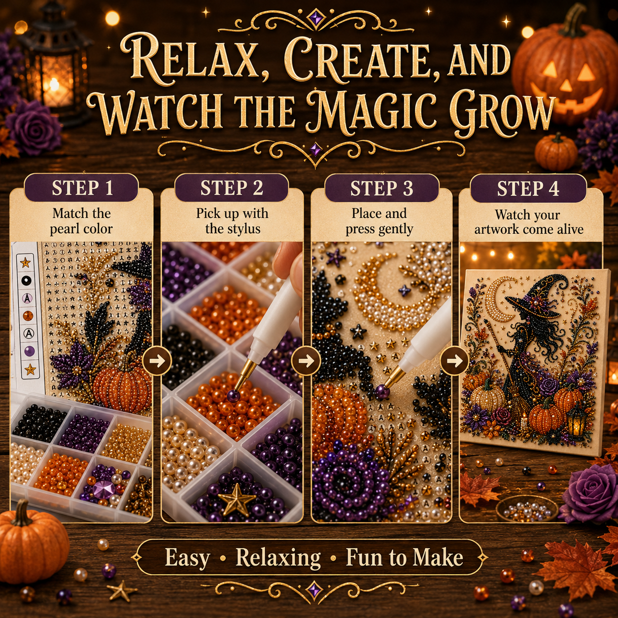 🔥Limited time 70% OFF - 👻✨ Halloween Pearl Art DIY Kit – Turn Tiny Pearls into Spooky-Cute Magic (📦Buy 2 Free Shipping)