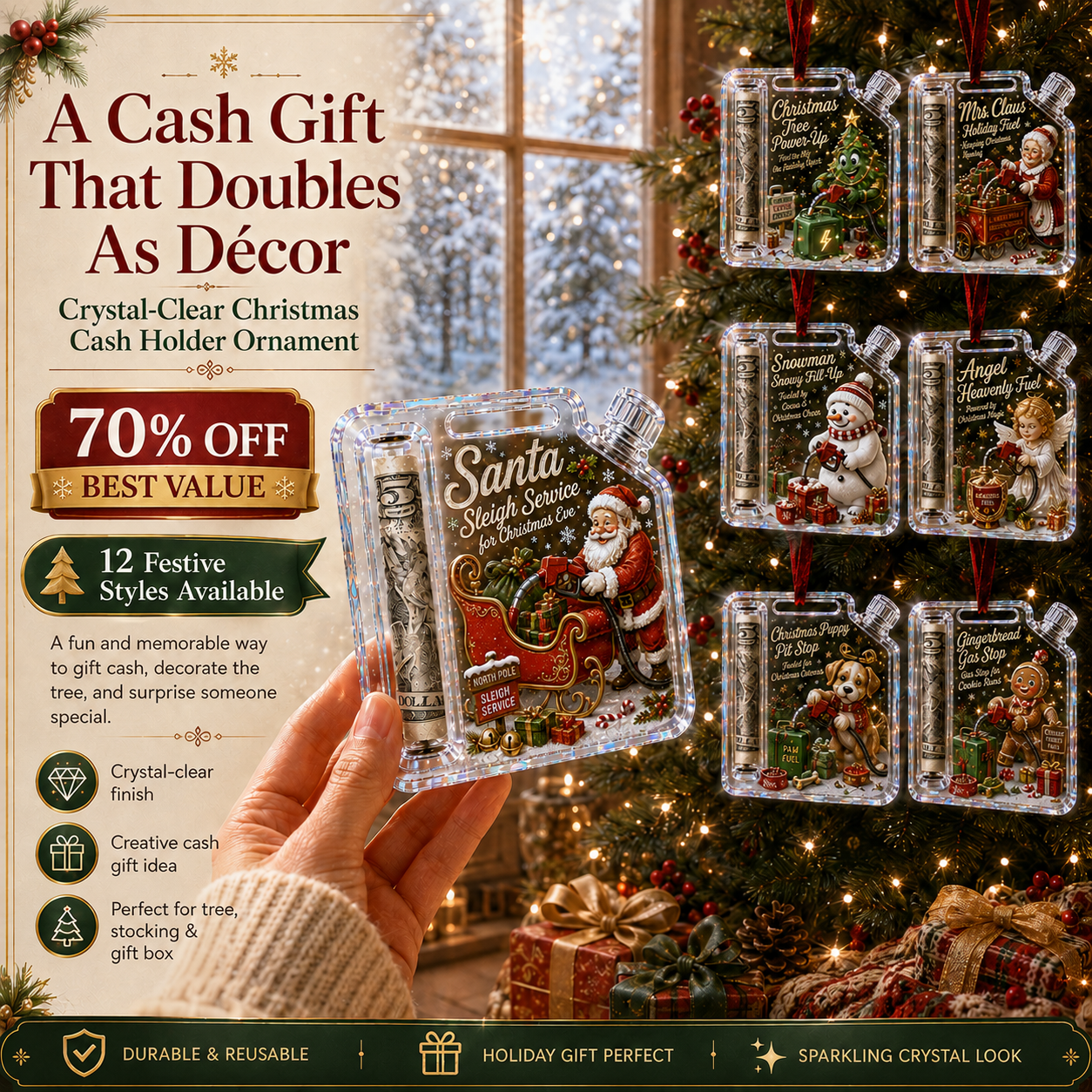 🔥Last 45pcs🎉-✨🎄Christmas Cash Gift Holder Ornament