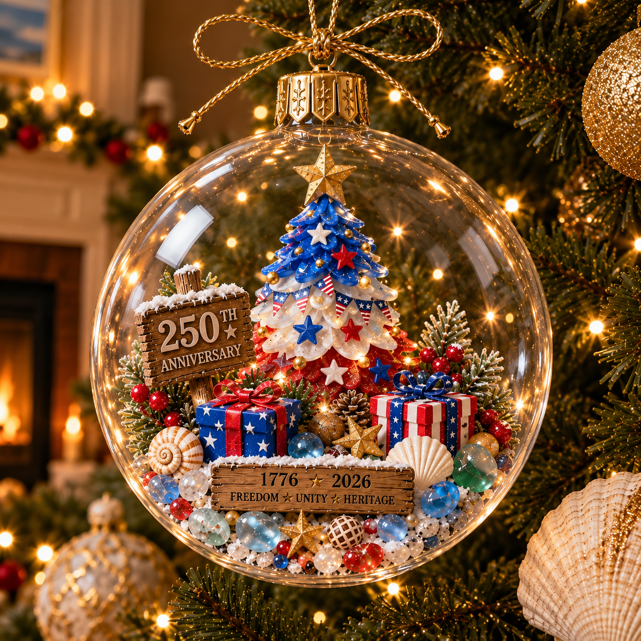 🔥 Limited Time 70% OFF – 🎅250th Anniversary Patriotic Coastal Ornament – USA Christmas Hanging Keepsake