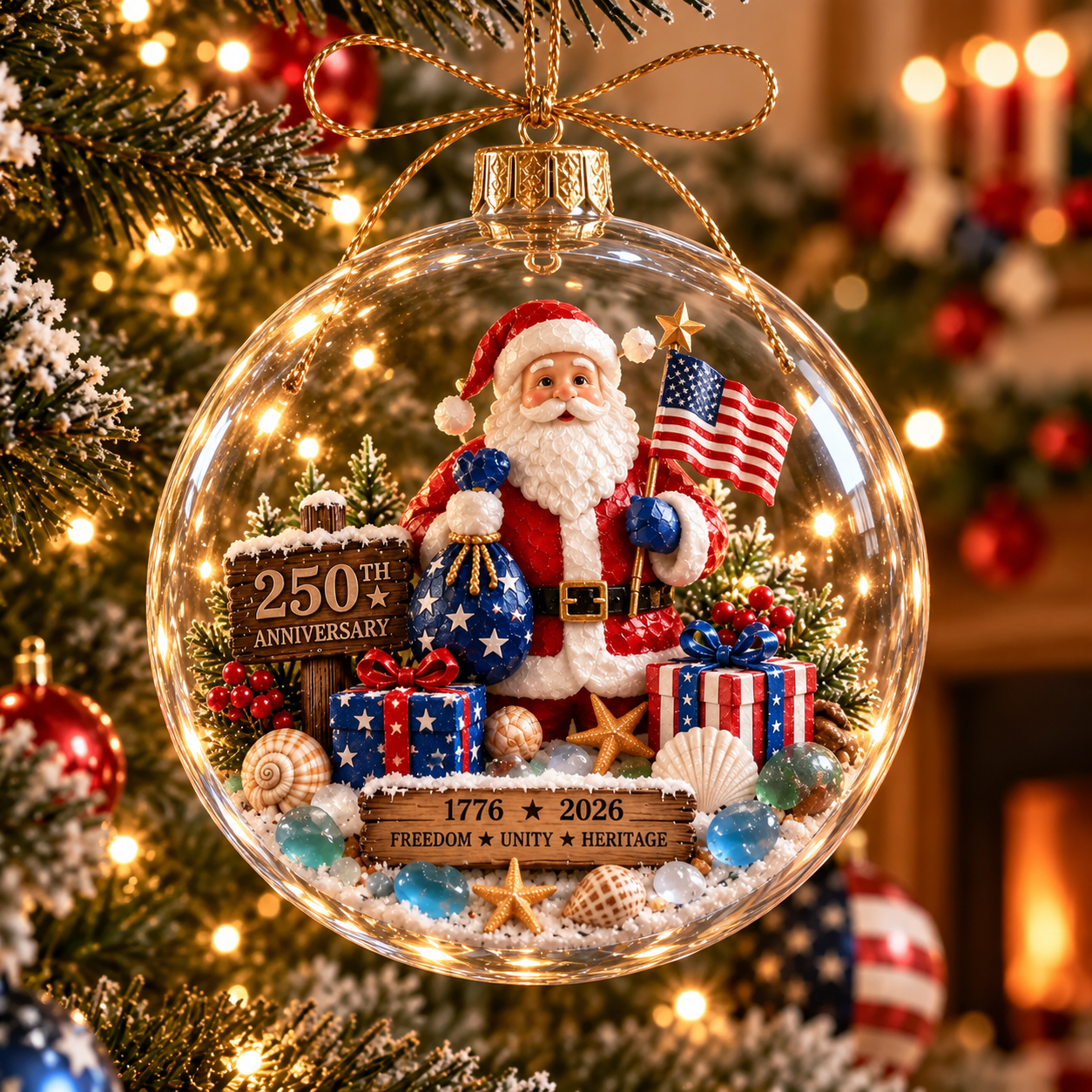 🔥 Limited Time 70% OFF – 🎅250th Anniversary Patriotic Coastal Ornament – USA Christmas Hanging Keepsake