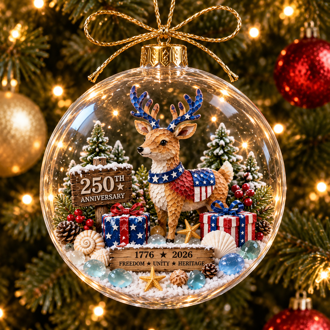 🔥 Limited Time 70% OFF – 🎅250th Anniversary Patriotic Coastal Ornament – USA Christmas Hanging Keepsake