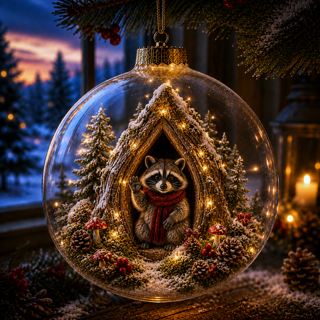 🔥Limited time 70% OFF -✨🎄 Animal Series Glowing Christmas Ornament – Light-Up Mini Winter Animal Scene