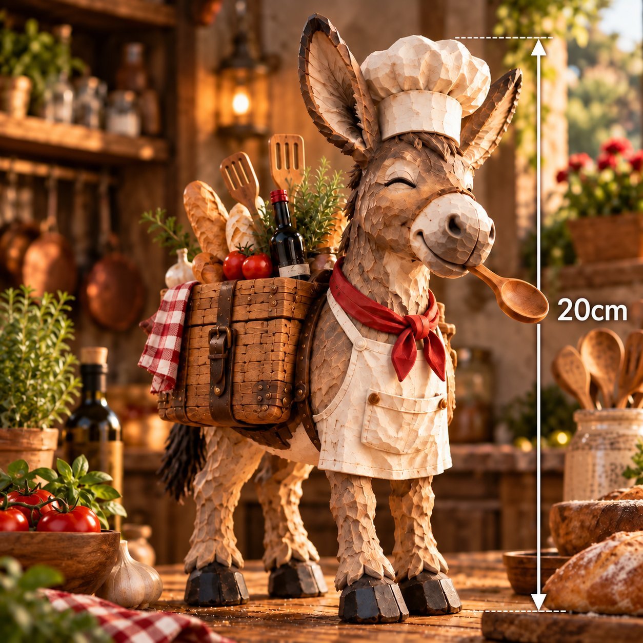 Little chef donkey in a welcoming kitchen