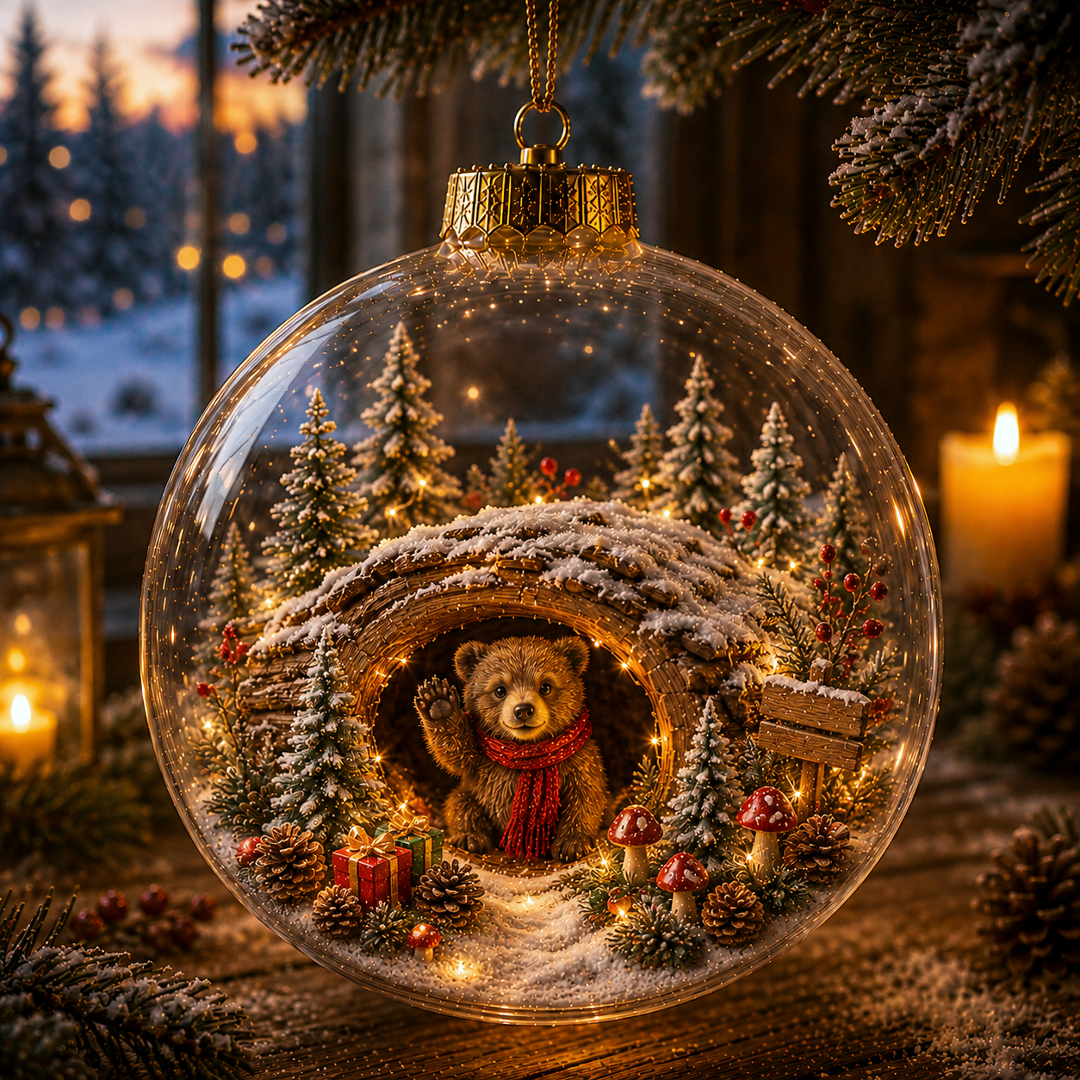 🔥Limited time 70% OFF -✨🎄 Animal Series Glowing Christmas Ornament – Light-Up Mini Winter Animal Scene