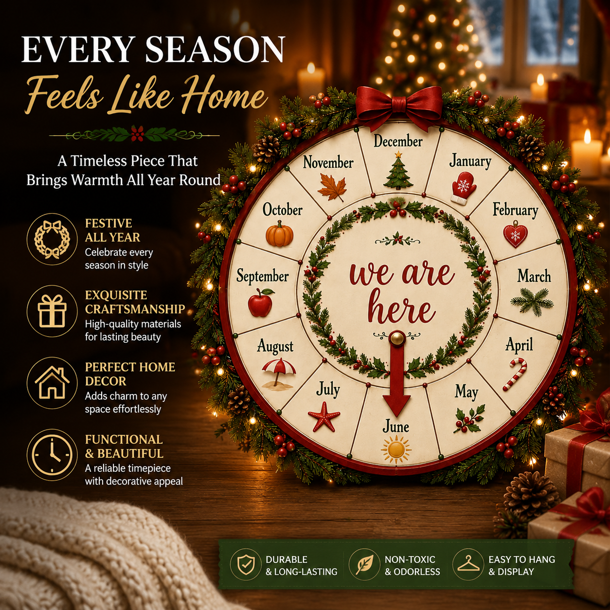 🔥Limited Edition - ✨Christmas Countdown Wooden Month Wheel