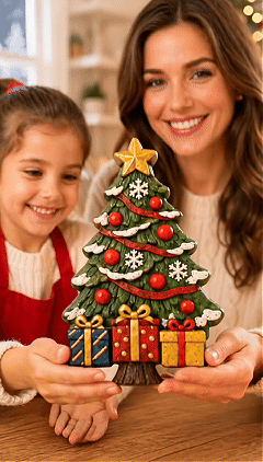 ⏳ Last Day 70% OFF – 🎄 DIY Christmas  Mold & Paint Craft Kit | Reusable 3D Mold with 8 Acrylic Paints, 2 Brushes & Festive Detail Guide 🎨✨