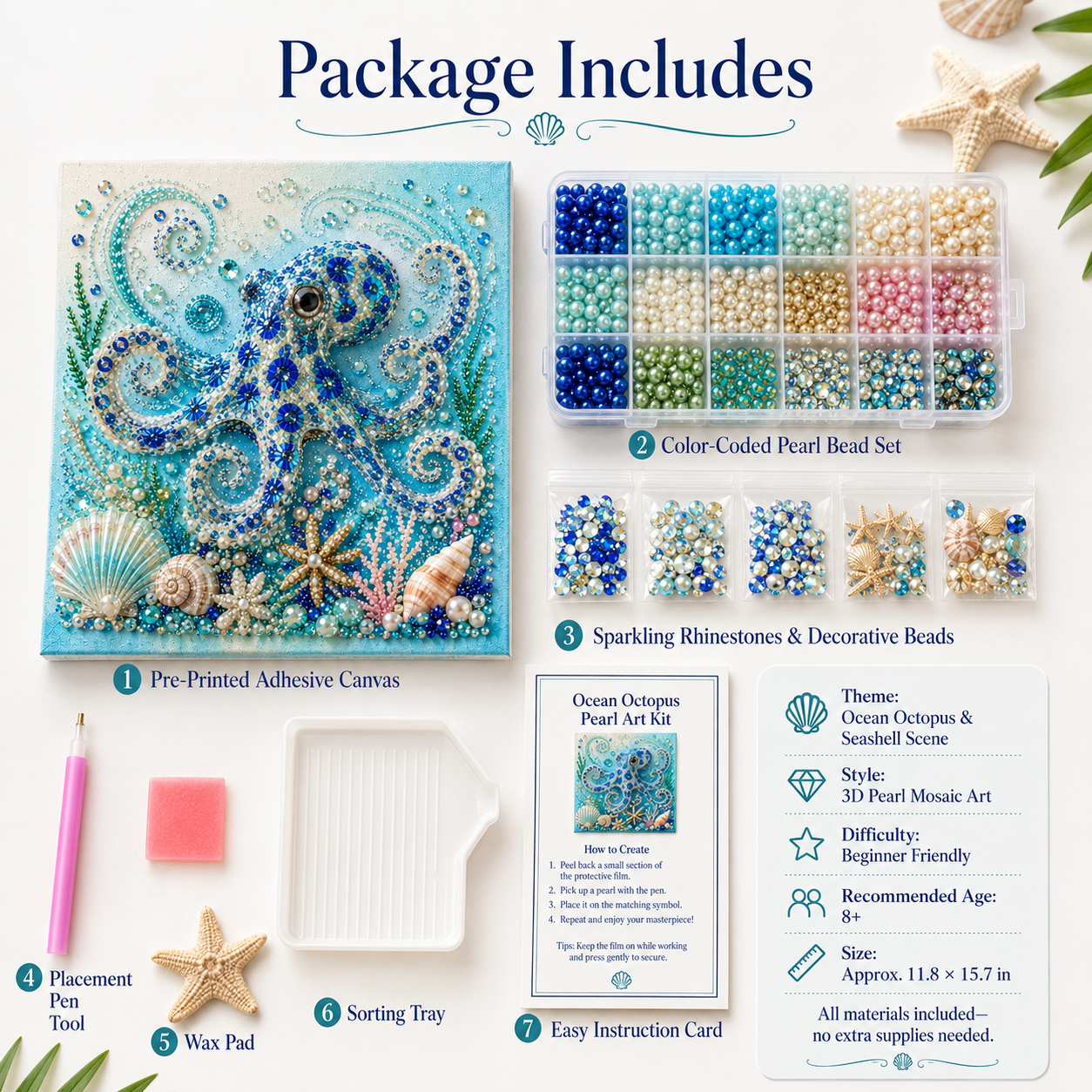 🔥Limited time 70% OFF - 🌊✨ Ocean Theme Pearl Art DIY Kit – Relaxing DIY Craft to Create Stunning Coastal Artwork (📦Buy 2 Free Shipping)