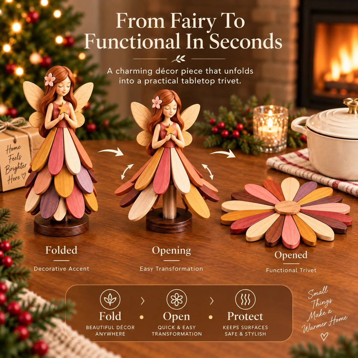 🔥 Last Day 70% OFF-🧚 Fairy Bloom Trivet – Folding Fairy Décor & Heat-Resistant Table Protector