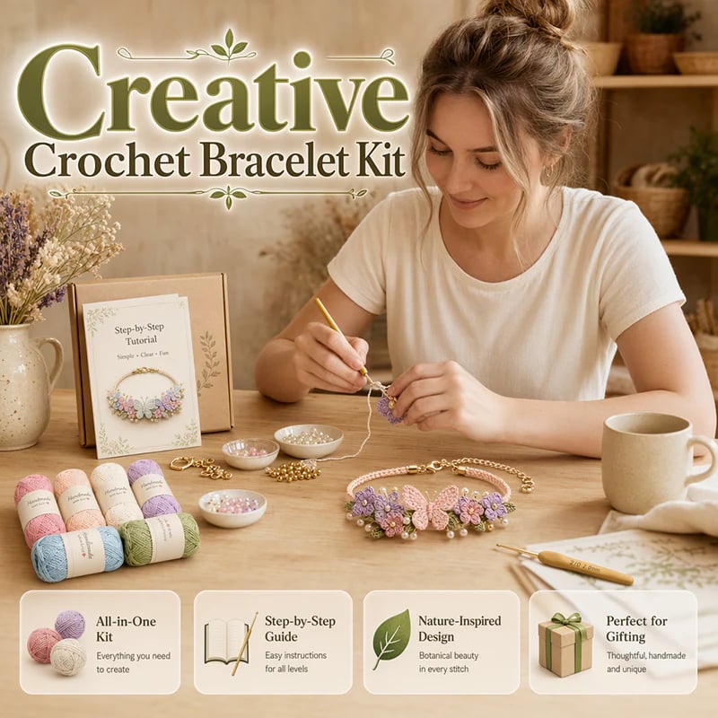 ⏳ Last Day 70% OFF –🌸Nature-Inspired DIY Crochet Bracelet Kit