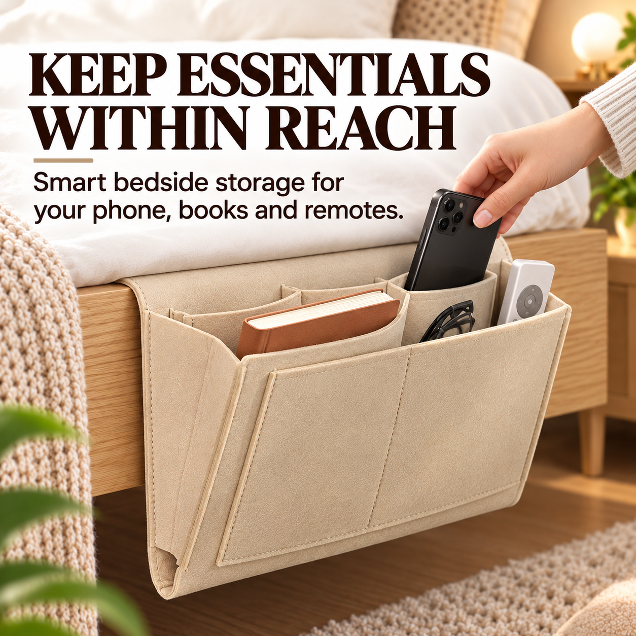 🔥 70% OFF Bedside Hanging Organizer – Keep Essentials Within Reach