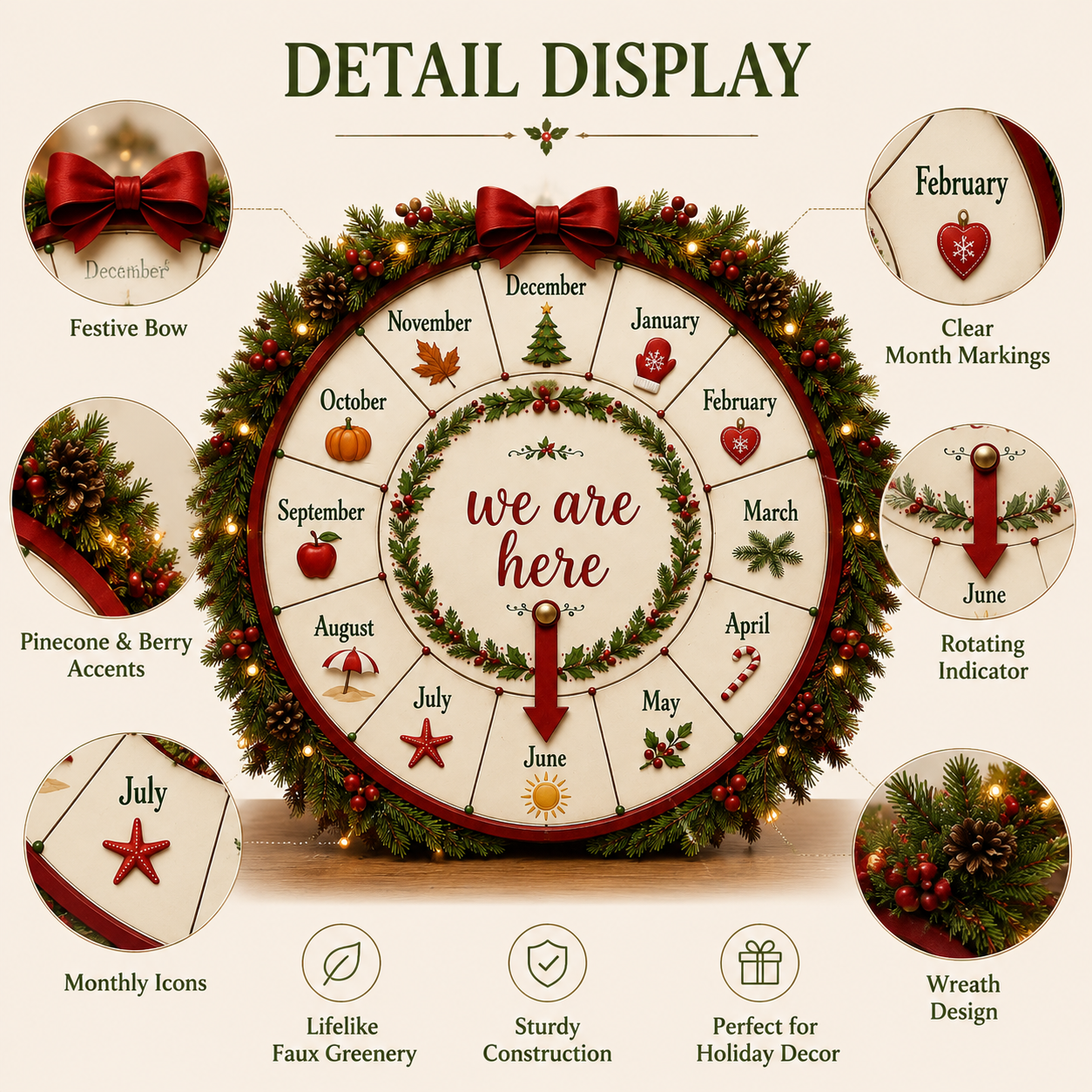 🔥Limited Edition - ✨Christmas Countdown Wooden Month Wheel