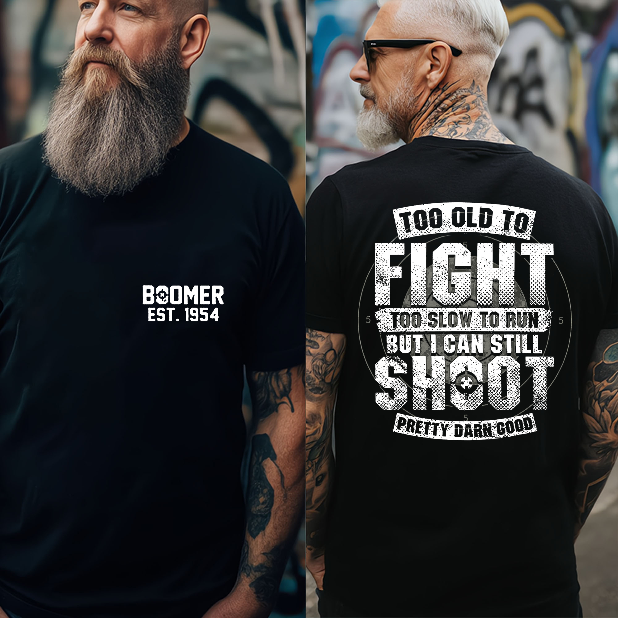 Custom Boomer T-shirt, Too Old To Fight Too Slow To Run But I Can Still Shoot Pretty Darn Good T-shirt, Unisex , Custom Year Of Birth 