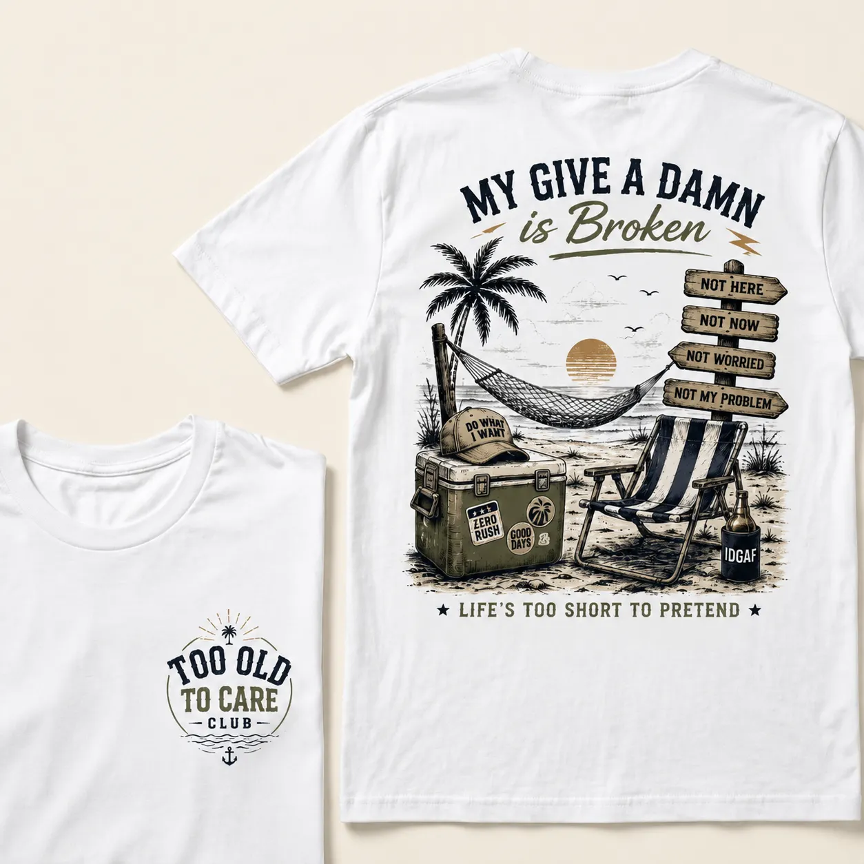 My Give A Damn Is Broken™ — The Original Beach Retro T-Shirt