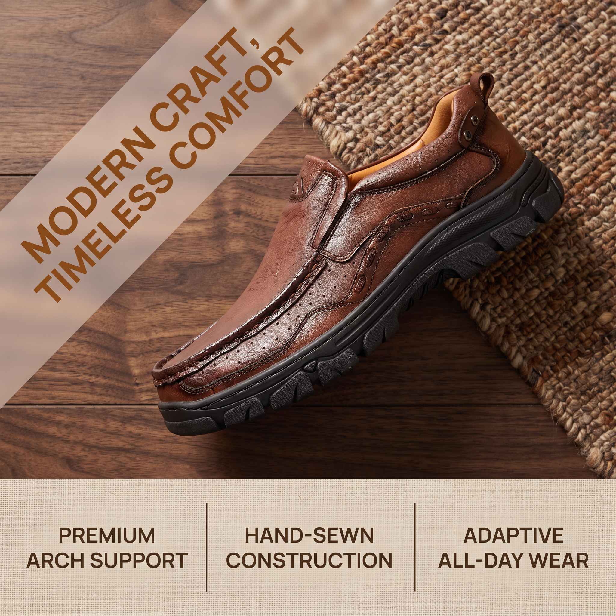 TREADVALE®Men's Hand Stitched Outdoor Casual Leather Shoes