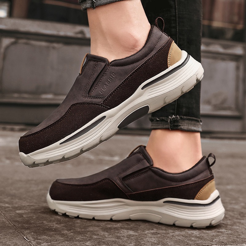 Mens Genuine Leather Orthopedic Outdoor Loafers 