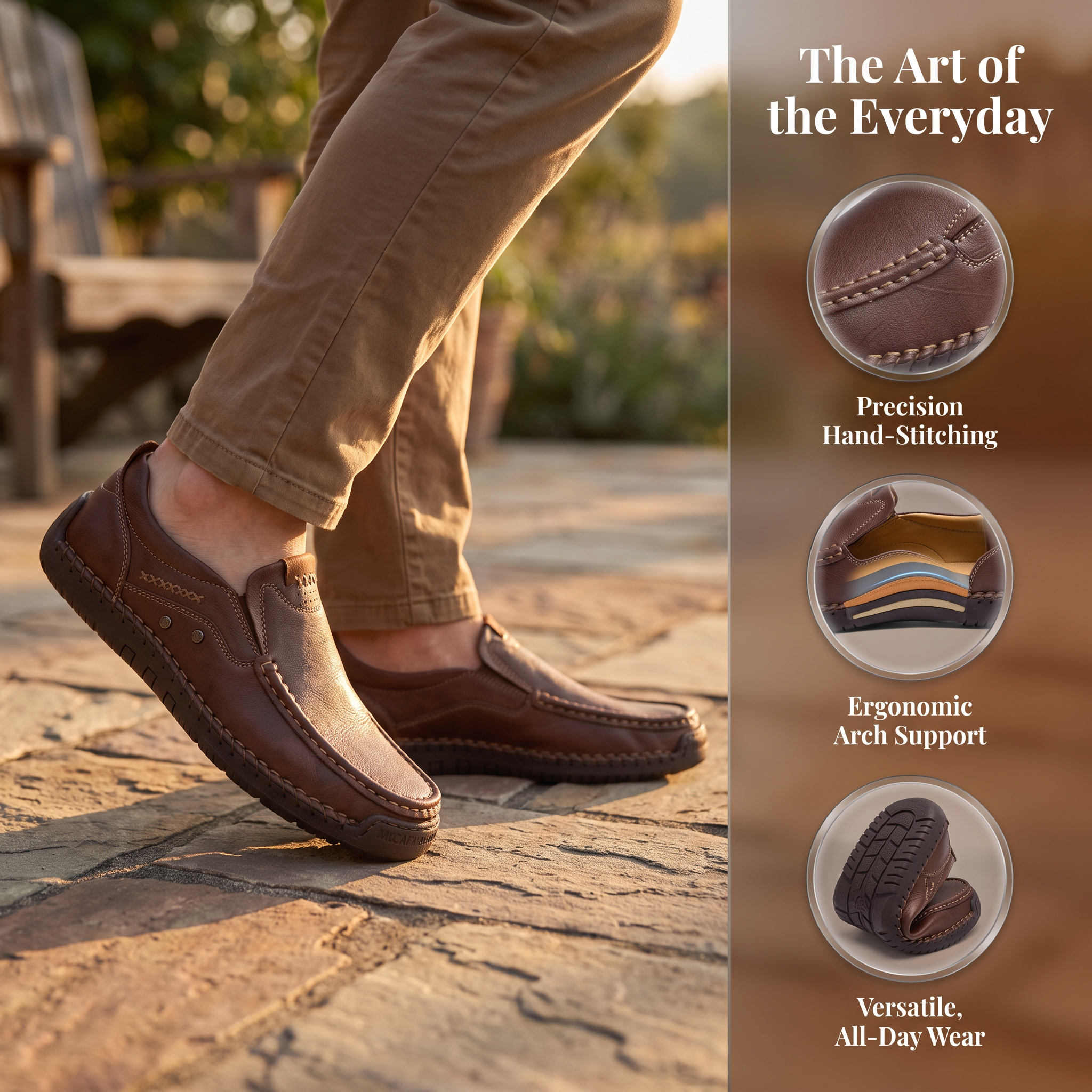 TREADVALE®Men's Hand‑Stitched Casual Slip‑on Leather Shoes