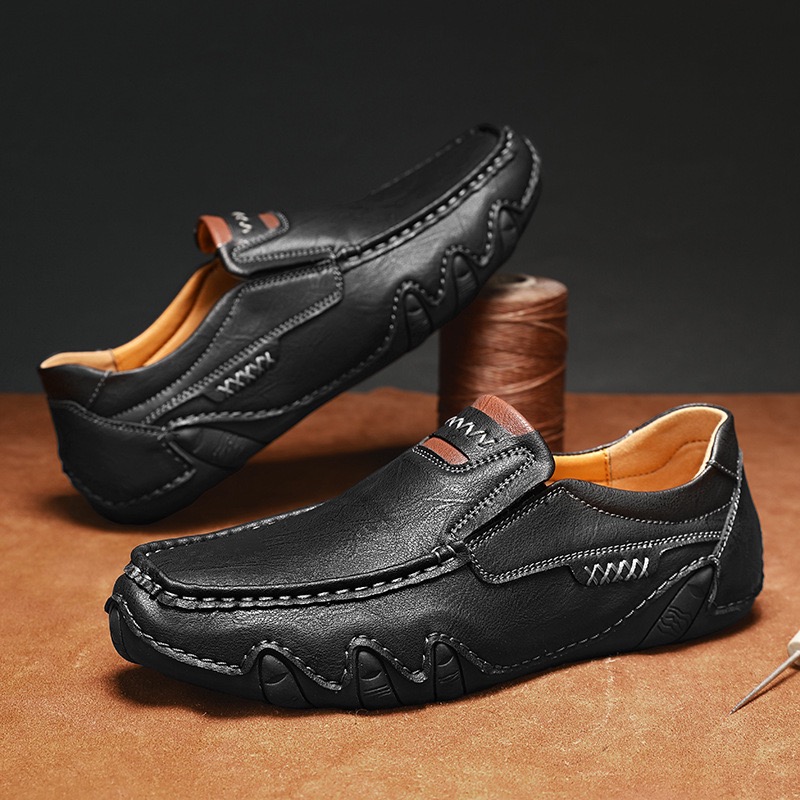 mens genuine leather orthopedic waterproof loafers 