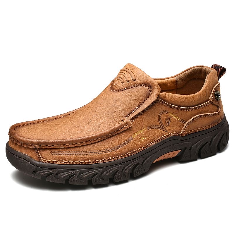Mens Handcrafted Cowhide Orthopedic Outdoor Loafers 
