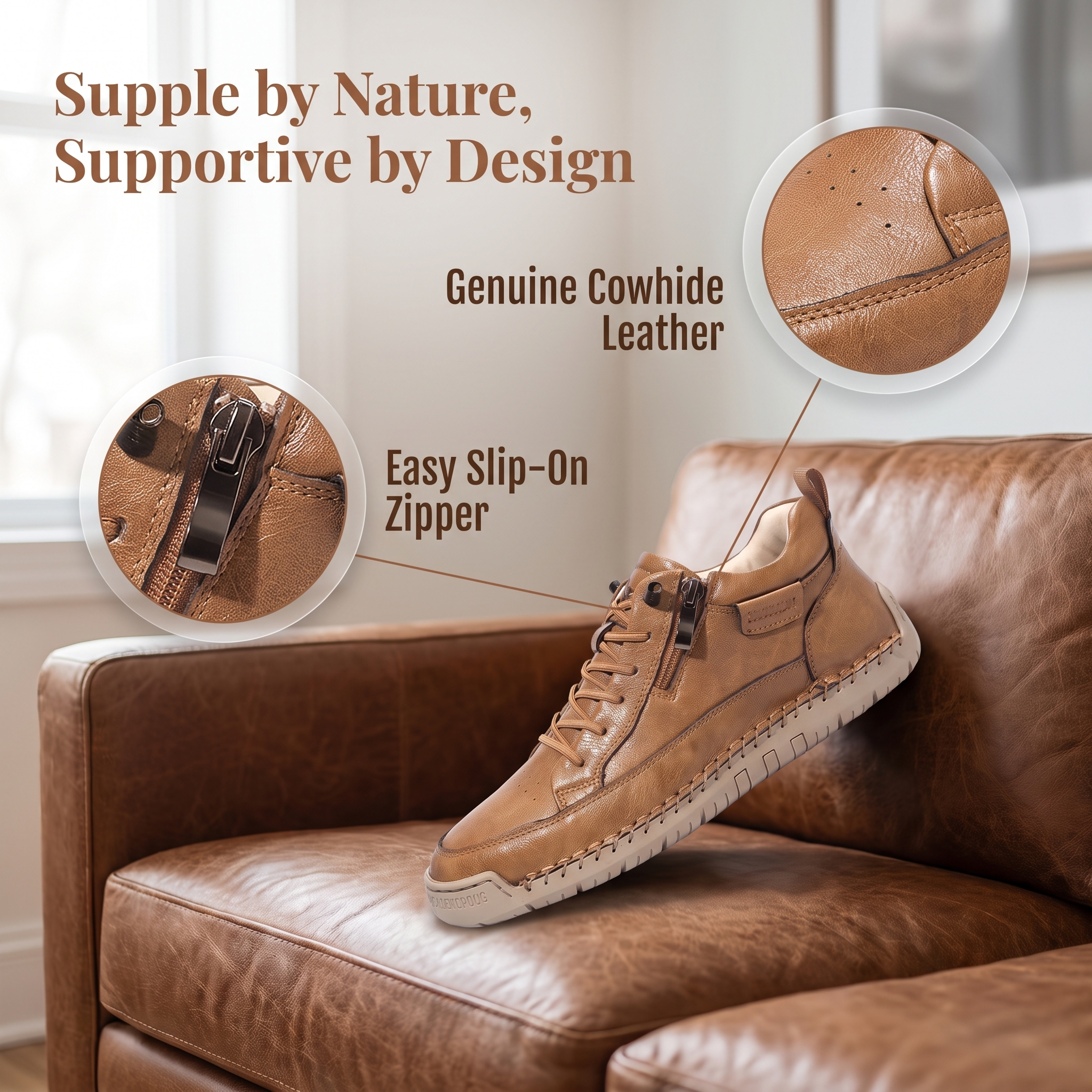 ⏰Last Day!45% OFF 🔥 PEAKER®Women's Handmade Genuine Leather Orthopedic Zipper Boots