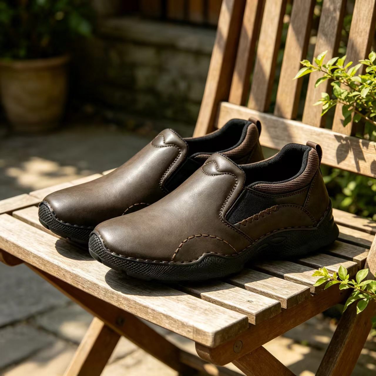 TREADVALE®Men's Vintage Slip‑On Casual Shoes Cushioned Thick Sole