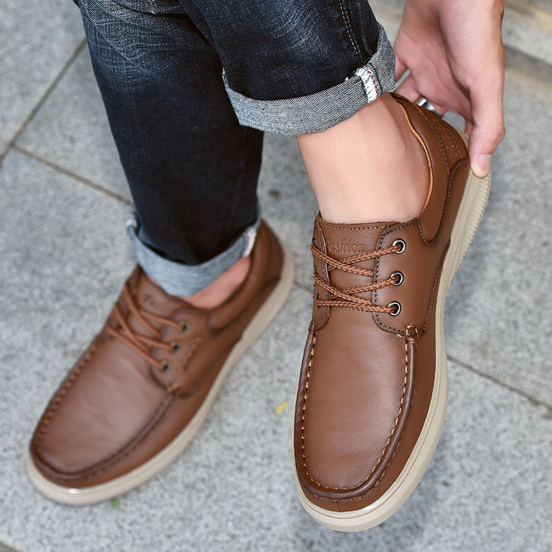 mens handmade cowhide casual shoes