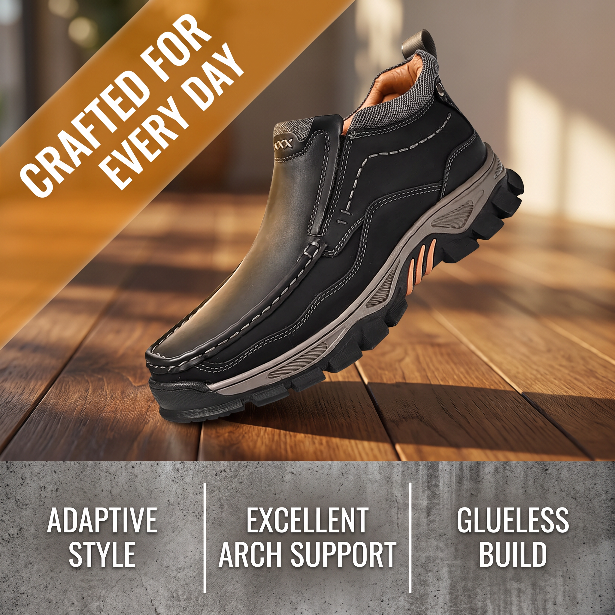TREADVALE®Men's Handmade Genuine Leather Orthopedic Comfortable Walking Boots