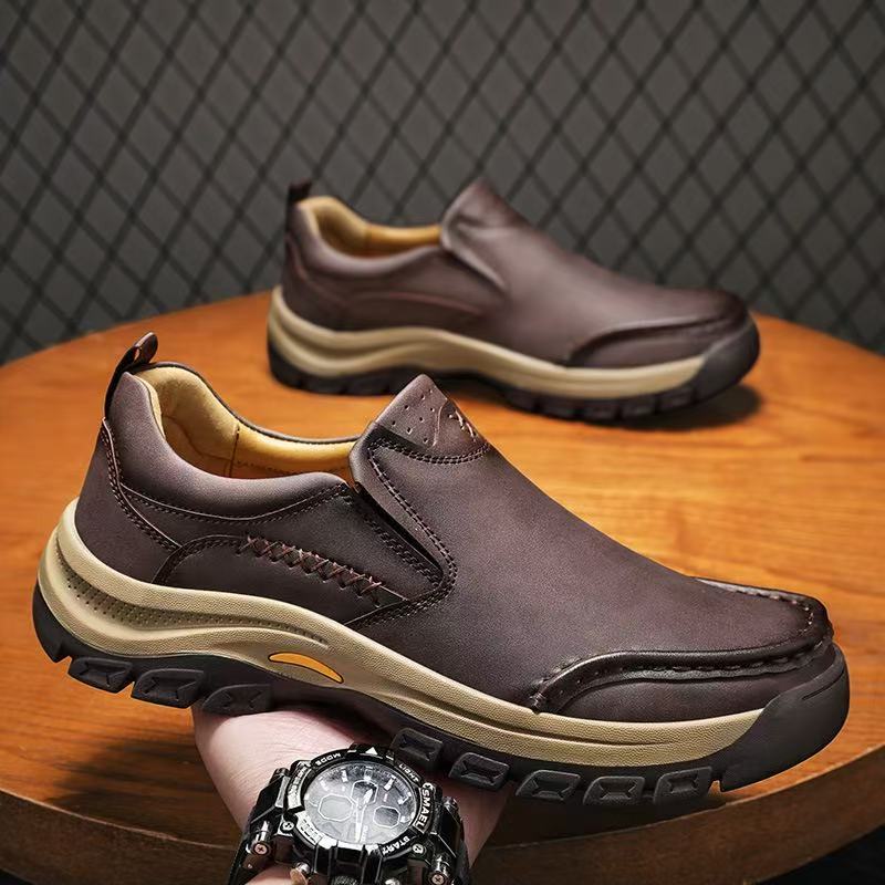 mens genuine leather orthopedic walking shoes 
