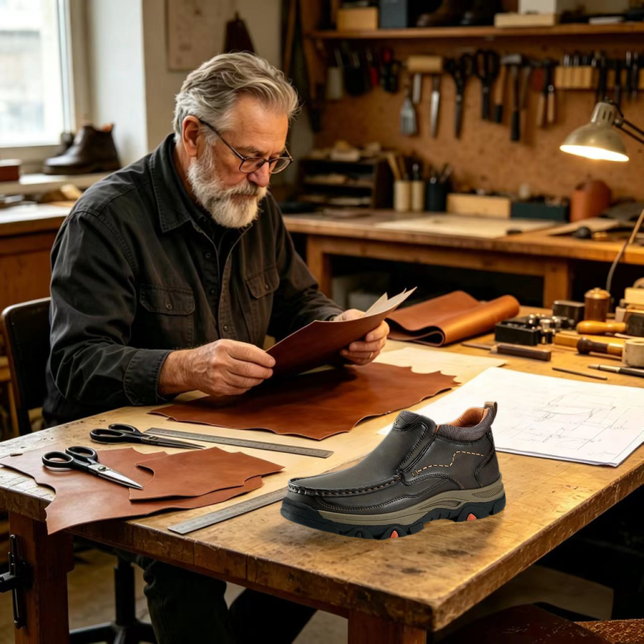 [Copy]TREADVALE®Men’s Full-grain Leather Slip-On Outdoor Boots