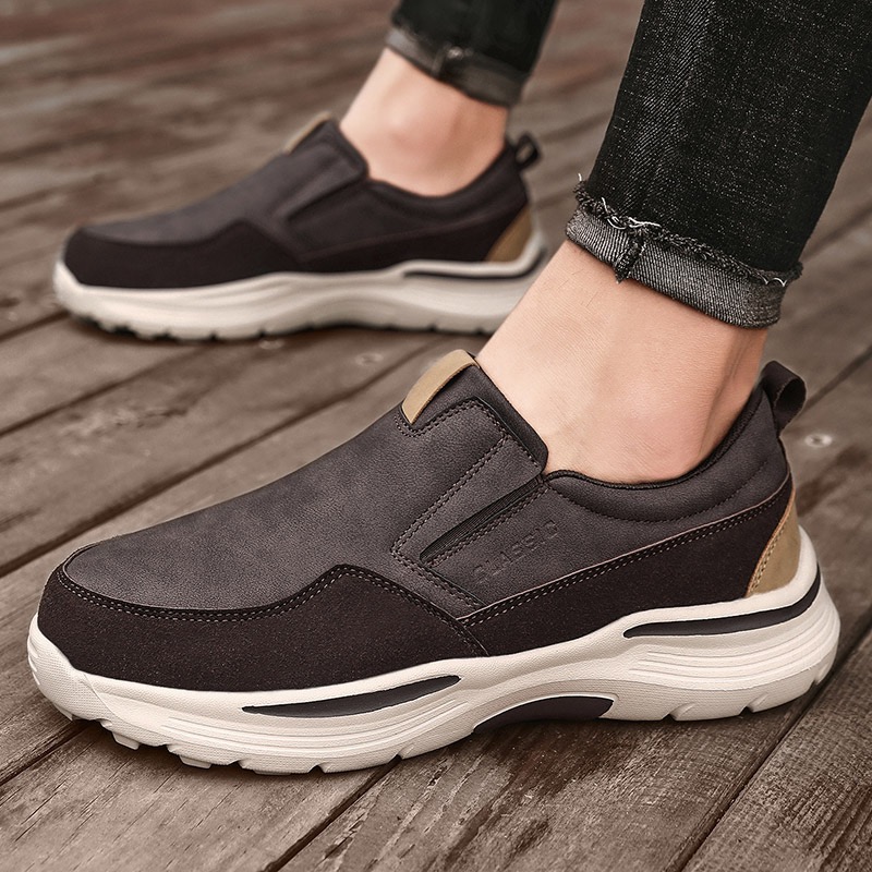Mens Genuine Leather Orthopedic Outdoor Loafers 