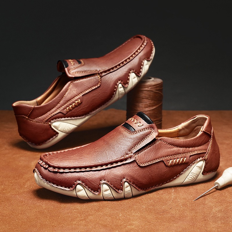 mens genuine leather orthopedic waterproof loafers 
