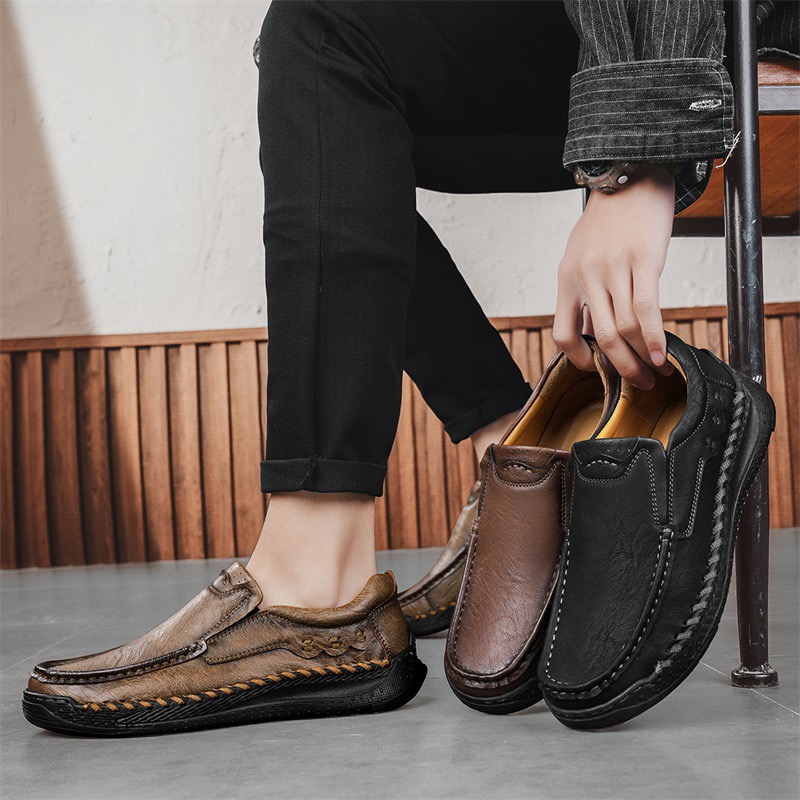GARB Men's Orthotic Slip-On Loafers – Handcrafted Leather, Wide Toe Box & Arch Support