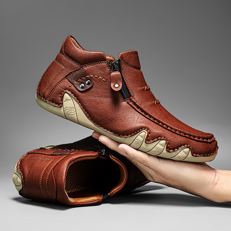 mens handmade genuine leather oerhopedic walking boots 